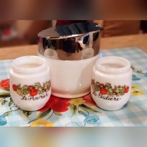 Vintage Gemco Spice of Life Salt and Pepper Shakers with solid white Gemco sugar
